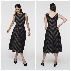 Black Chevron Stripe Overlay Dress 